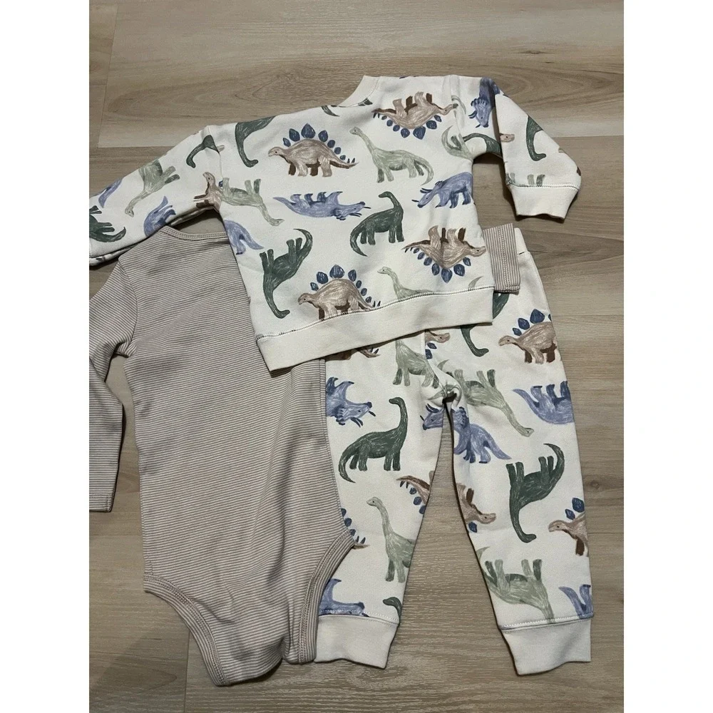 NWT Carters Just One You 3 Piece Set 18 Months Dinosaurs Crewneck Bodysuit Pants